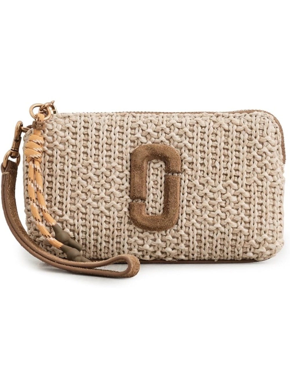 New Marc Jacobs Beige Woven The Wristlet Bag - Neutral Crochet Clutch